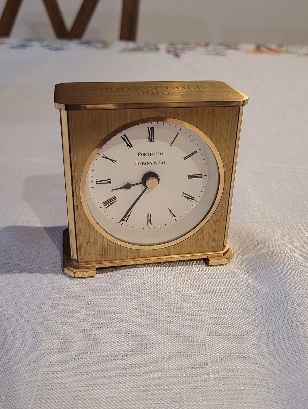 Vintage Tiffany & Co Brass Desk Clock Quartz Movement